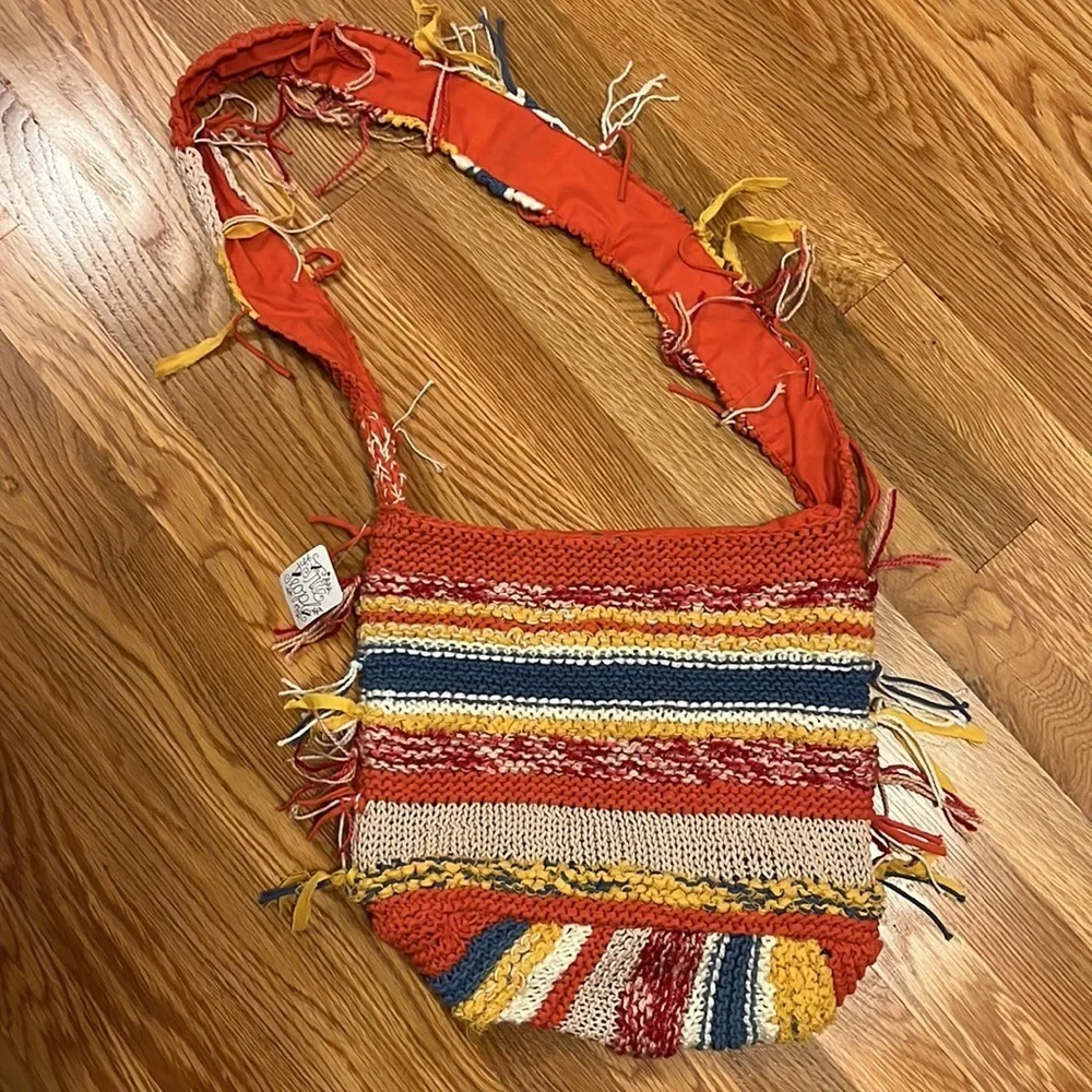 NWT Free People Northbound Hobo Bag Cotton Crochet Multicolor Shoulder Bag Tote